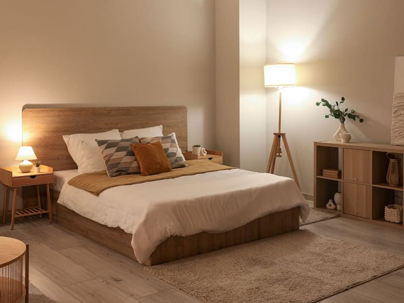 không gian phòng ngủ sáng dịu nhẹ